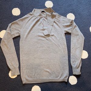 Light grey sweater with mock neck detailing. SizeL